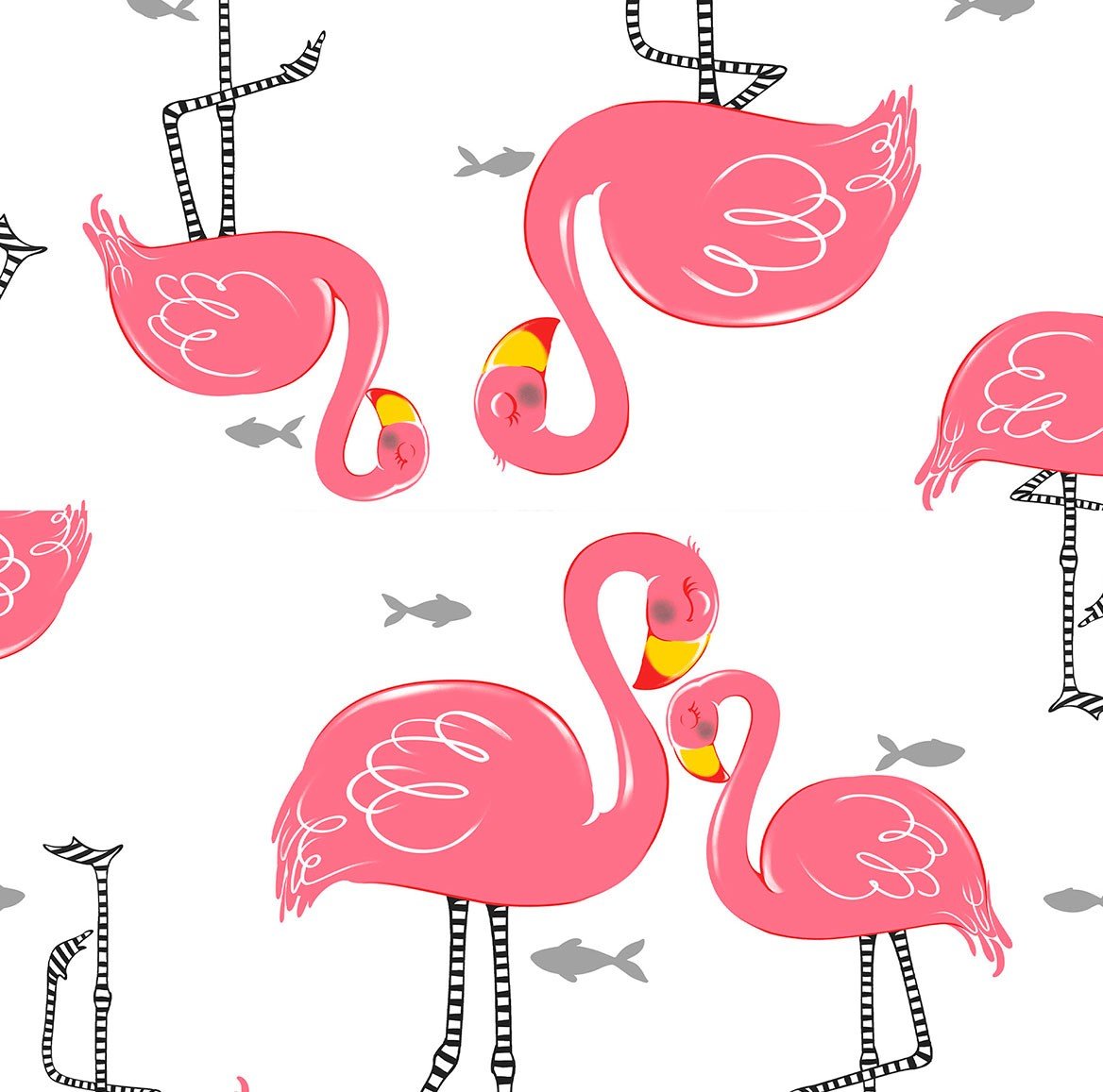 kit com edredom de malha flamingos cinza